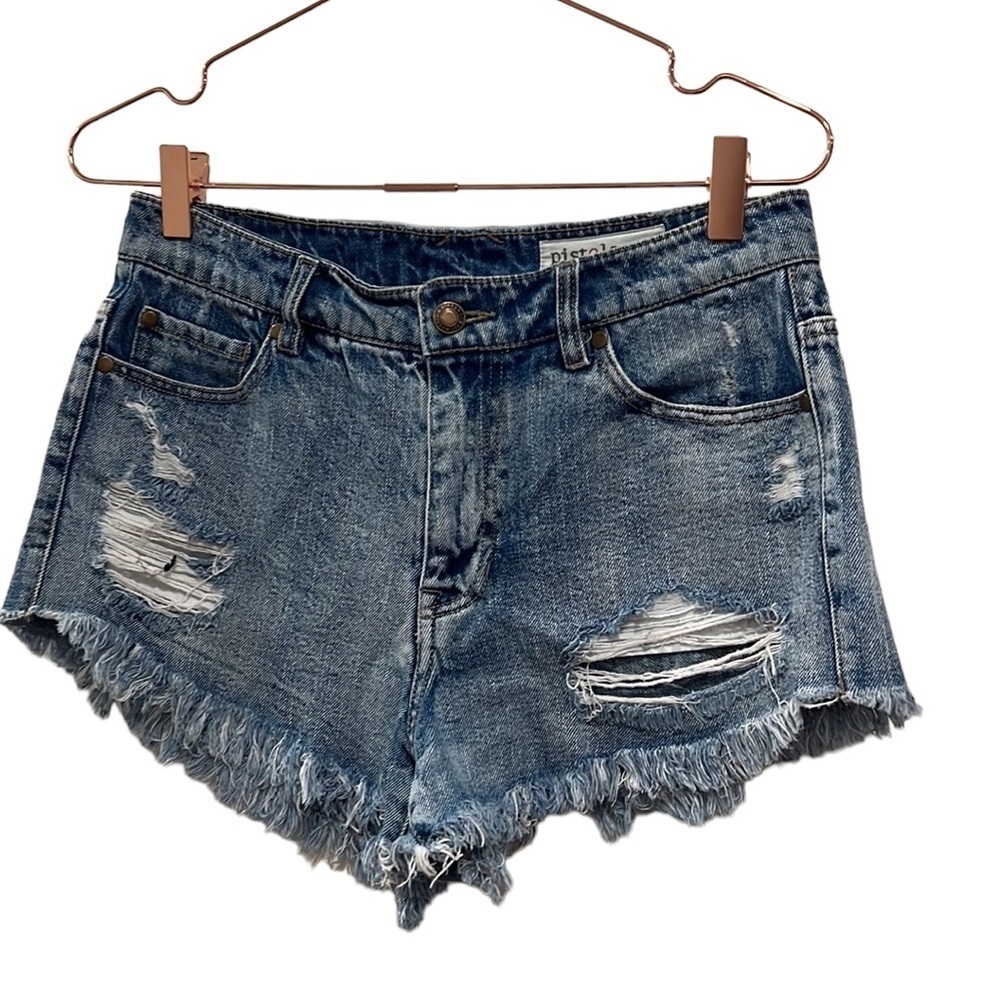 PISTOLA denim distressed shorts. Size medium.